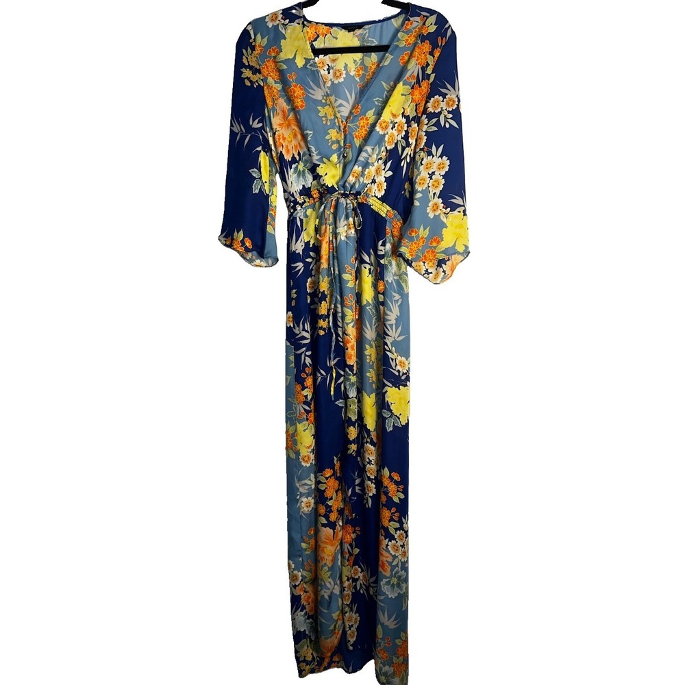 GUESS Floral Wrap Maxi Dress Size Small - Vibrant  Tropical Print